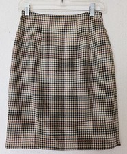 Vtg Barami Houndstooth 100% Wool Skirt Made in USA Academia Preppy Wmn SZ6