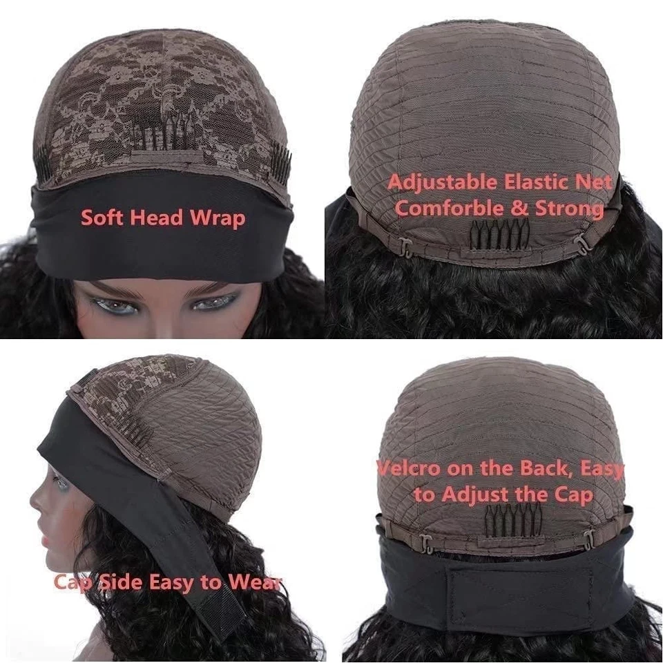 Headband Wig Human Hair kinky straight None Lace Front Wig Yaki Human Hair Wig - Image 4 of 4