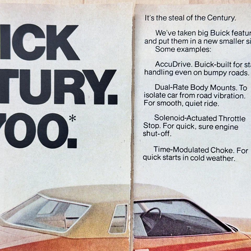 1972 Buick Century Vintage Print Ad Red Orange Coup General Motors - Image 3 of 3