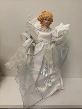 Vintage White Christmas Tree Topper Angel 12” Decoration