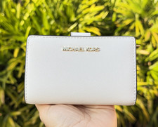 Michael Kors Jet Set Travel Medium Bifold Wallet Optic White/Gold