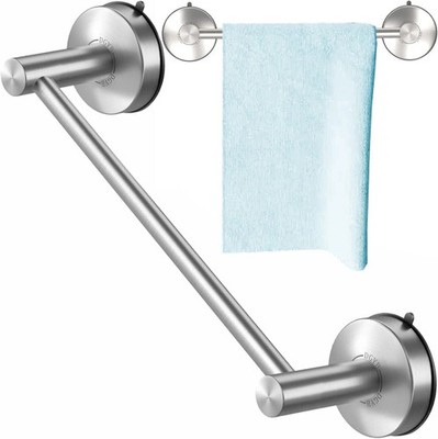 DGYB Suction Cup Towel Bar for Bathroom 17 Inch Brushed Nickel Towel Holder Stai