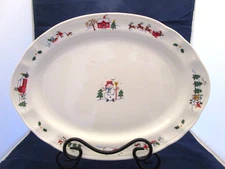 Pfaltzgraff SNOW VILLAGE Snowman Large Oval Serving Christmas Platter 14 1/2"