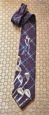 Men's Van Heusen Ties, Golf Theme, Business, Golf Lovers, Purple Silk USA Made