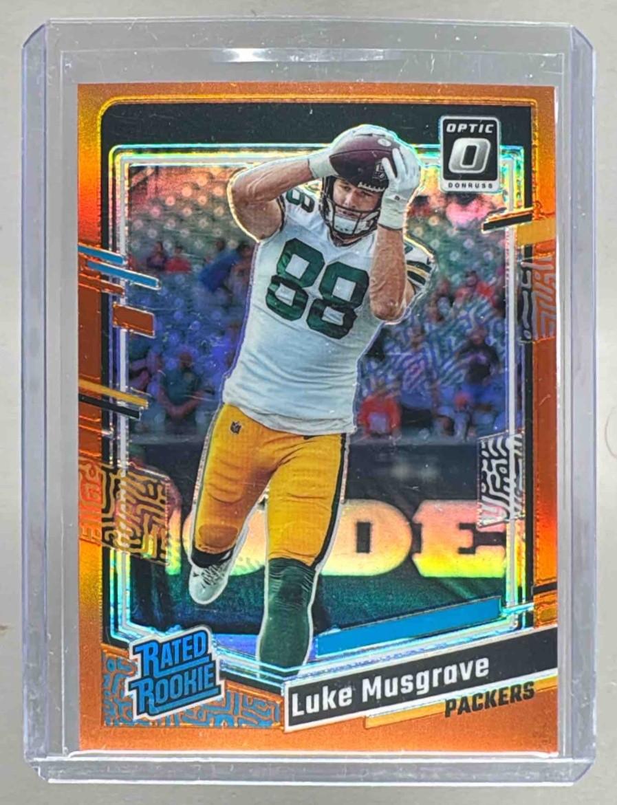 Luke Musgrave 2023 Panini Donruss Optic 241 Orange Prizm RC Rated Rookie 207/249