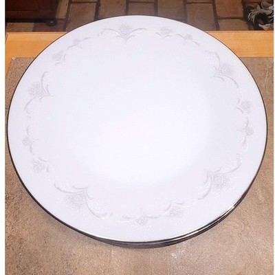 Noritake Casablanca 6842 Fine China Dinner Plates Set of 3 Silver Rim Vintage