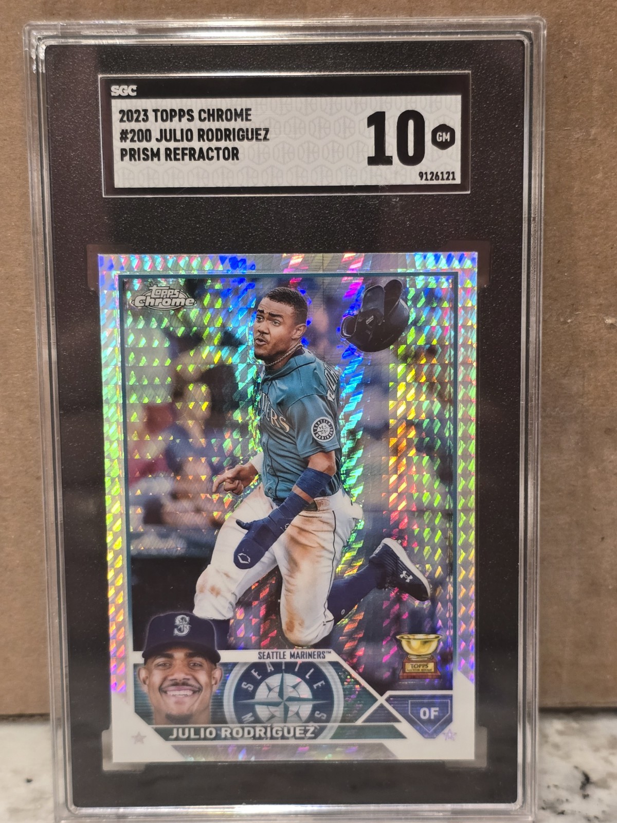 2023 Topps Chrome - Julio Rodriguez #200 Prism Refractor Graded SGC 10 Gem Mint
