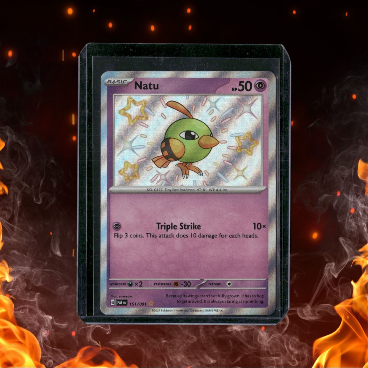 2024 Pokemon Paldean Fates Natu Shiny Rare LP #151/091