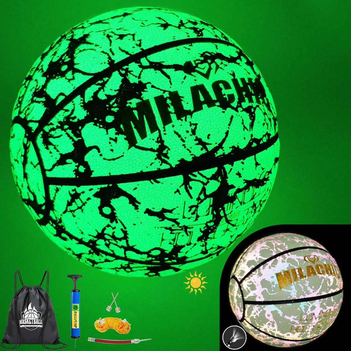 1pc Jaring Ring Basket Glow In The Dark Luminous Basketball Net Nylon
