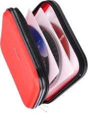 CD DVD Wallet, 32 Capacity Heavy Duty, Case Holder for Car, Red