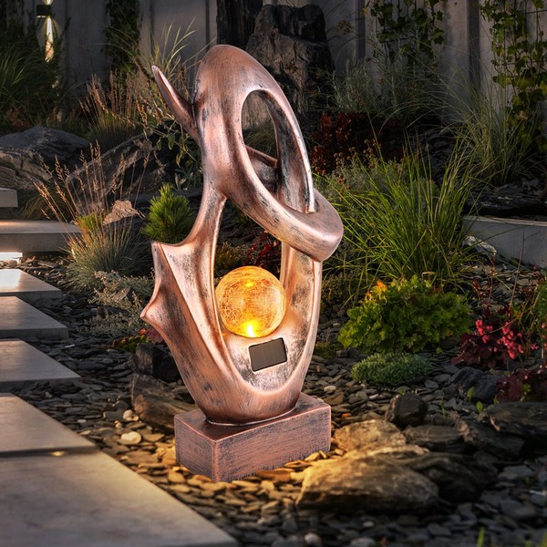 Terrassenlampe AußEnleuchte Solarlampe Crackle Glas Balkonleuchte Wetterfest Led-image