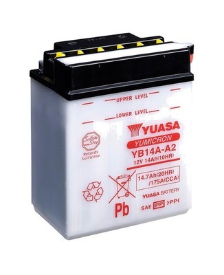 YUASA Batterie mit Elektrolyt YB14A-A2 COMBIPACK