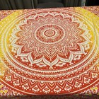 Cotton Mandela Tapestry Wall Hanging 54” Square White With Red, Yellow, Orange — photo 1