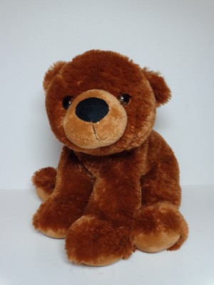 Aurora teddy bear brown soft sitting small plush stuffed animal 10