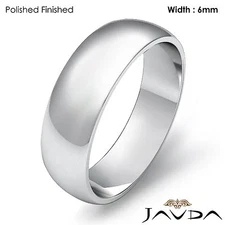 Men High Polish Wedding Band Dome Plain Matt Finish Ring 6mm Platinum 9.1g 8-8.5
