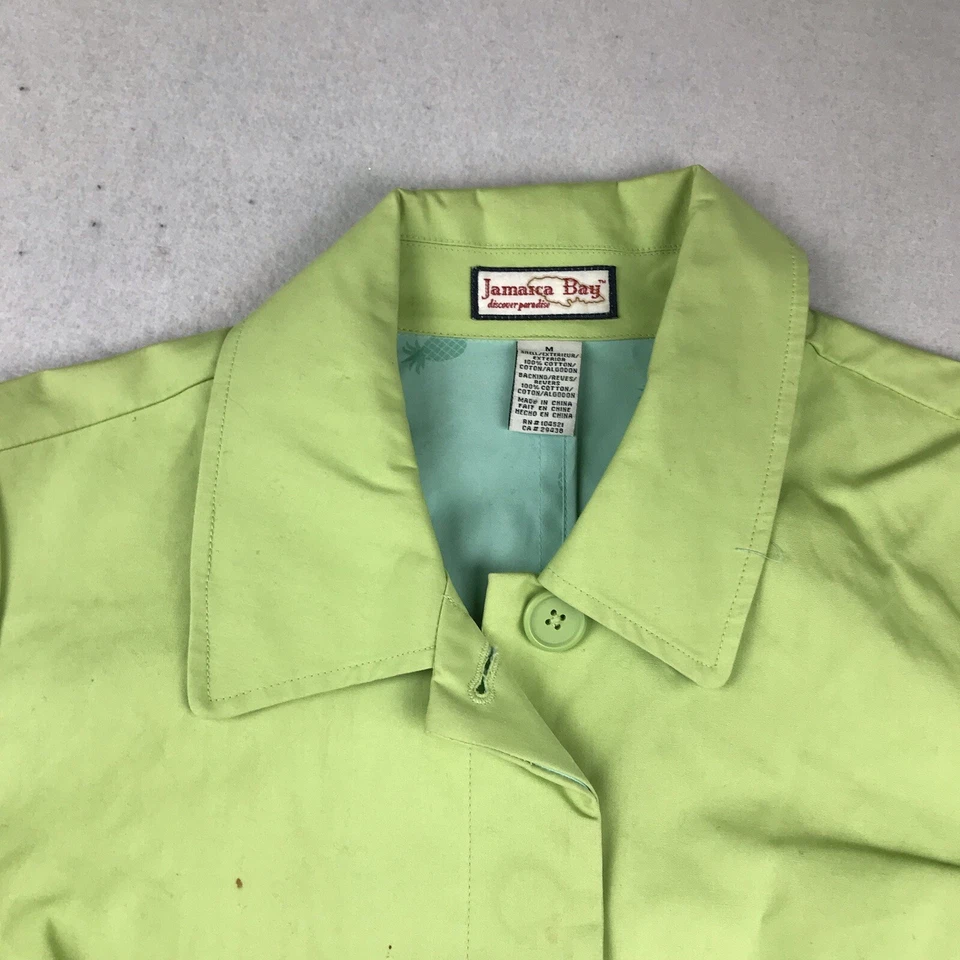 Jamaica Bay Jacket Womens Medium Green Cotton Breathable Vented Button Up * - Image 3 of 4
