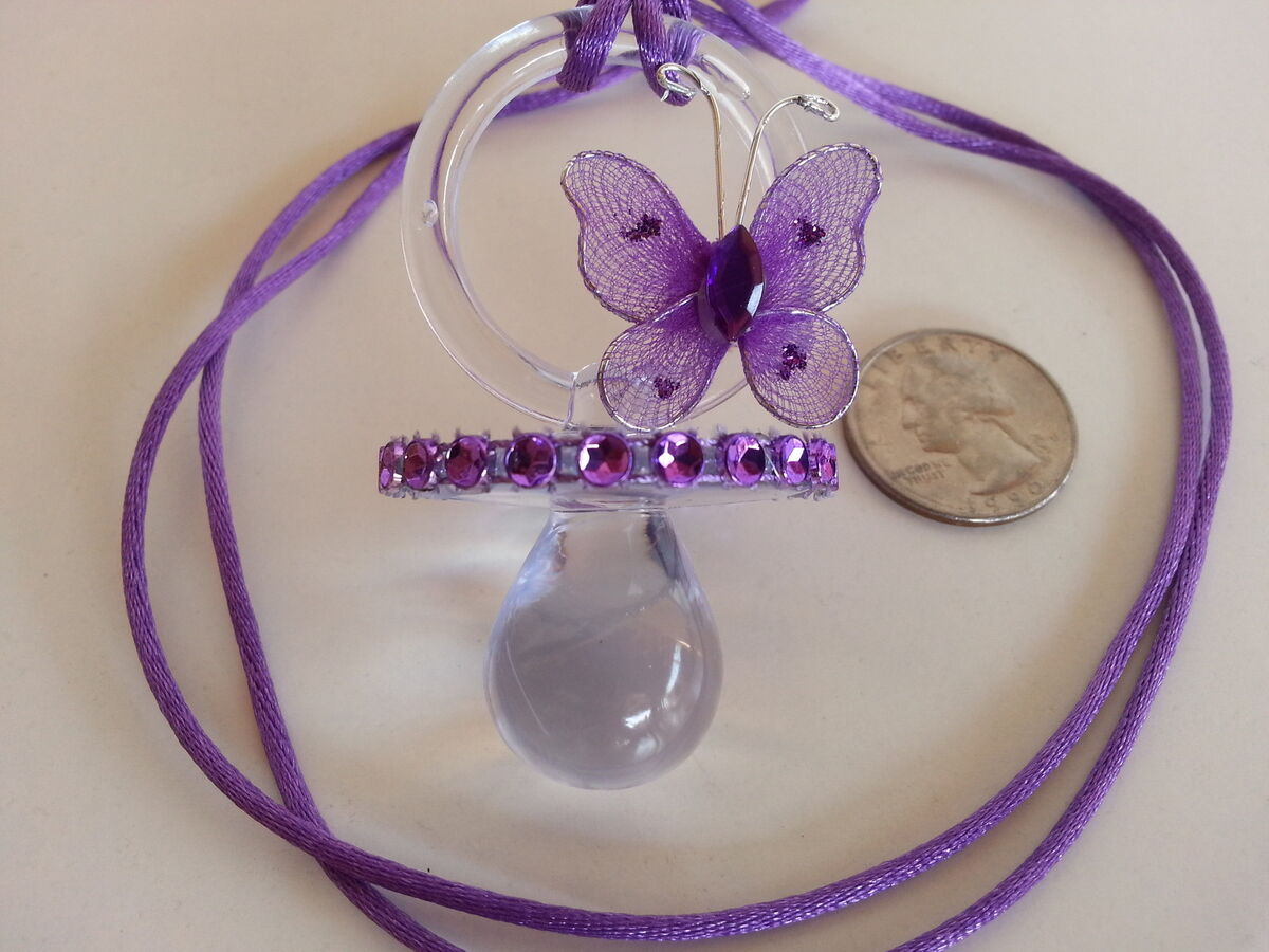 12 Butterfly Pacifier Necklaces Baby Shower Games Favors Prizes