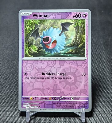 Woobat Common Reverse Holo Psychic 2024 PALDEAN FATES Pokemon TCG Card 032/091