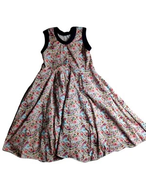 Kleid, Drehkleid mit Tellerrock, Sommerkleid creme bunte Anker Blumen - Bild 1 von 4