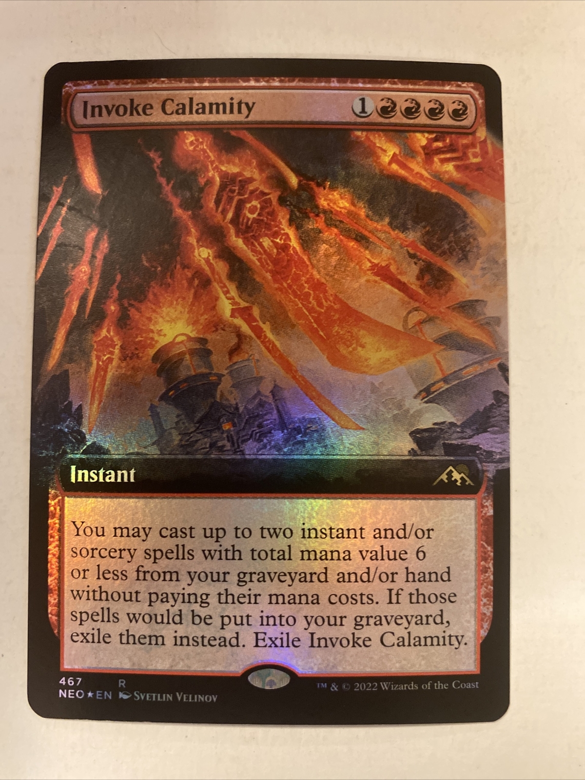 MTG Invoke Calamity Kamigawa: Neon Dynasty 467 Foil Extended Rare NM