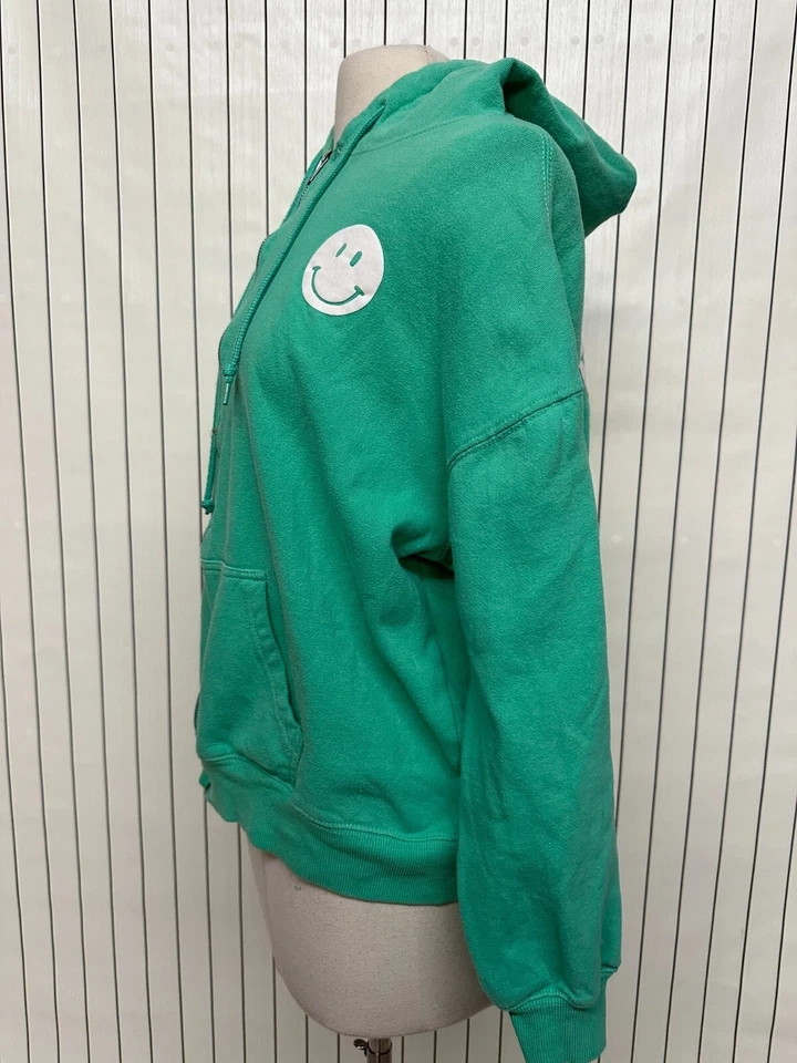 Sudadera con capucha vintage Havana cremallera completa para mujer verde forrada de lana cordón talla S Foto 2 de 4