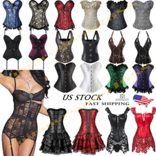 US Womens Halloween Overbust Steampunk Plus Size Dress Corset Bustier Top Shaper