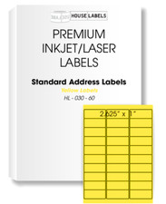 25 Sheets - 750 Labels - YELLOW Fast Peel Address Mailing - 1 x 2 5/8 - 30 UP