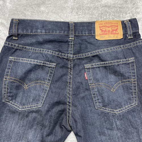 Levi's Jeans Girls 14 Reg 505 Regular Straight Dark Blue Denim 100% Cotton 27x26 - Picture 4 of 13
