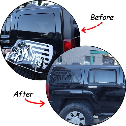 USA Flag Mountain Graphic Rear Side Window Sticker Vinyl For Hummer H3 2005-2009 - Picture 2 of 12