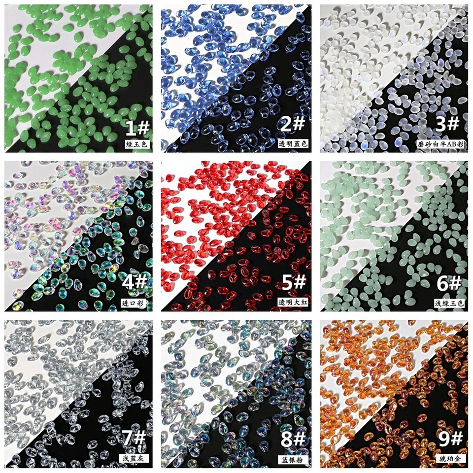 50pcs 8x6mm Teardrop Crystal Glass Pendants Loose Beads Lot for Jewelry Making - Image 4 of 4