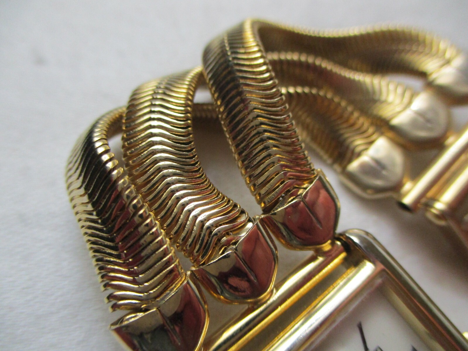 Cheval Wristwatch Rectangular White Face Gold Ton… - image 3