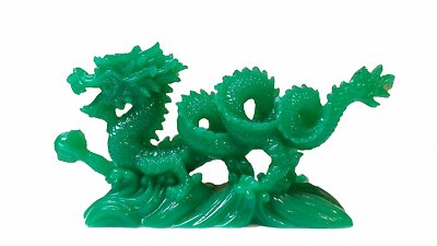 JADE COLOR Chinese Feng Shui Dragon Figurine Statue for Luck & Success 6'' LONG