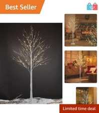 Versatile 8FT Birch Tree with 132 LED Lights – Indoor & Outdoor Festive Charm
