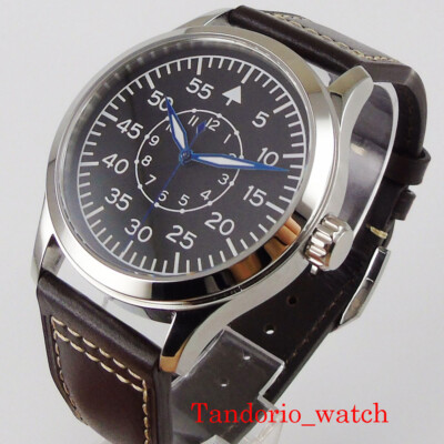 CORGEUT 42mm ST Automatic Men Watch Sapphire Crystal Luminous Maks Leather Band 