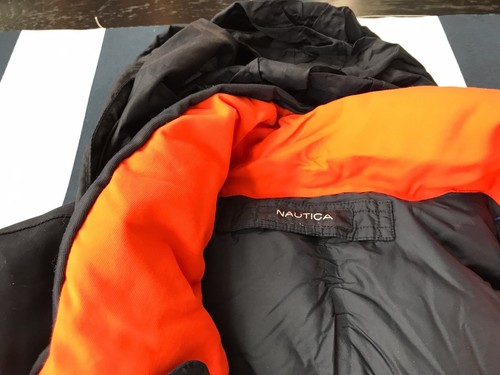 🔥Vintage Nautica Jacket XL XLarge Reversible 90s Sailing NS83 Hood Orange/Blue - Afbeelding 4 van 12