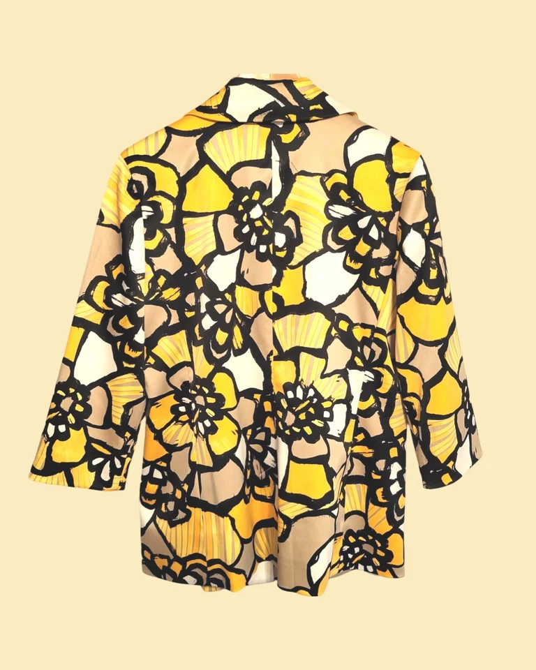  Chaqueta Amarilla ☆Funky Floral☆ Art To Wear POP ART Manga 3/4 Años 60 Talla M  Foto 3 de 4