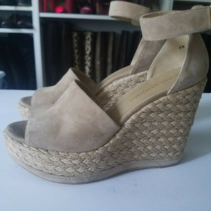 STUART WEITZMAN Womens SOHOJUTE Tan Nude Suede Wedges Espadrilles Sandals Sz 10 | eBay