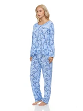 6013P Women Pajamas Set Pants and Top Long Sleeve, 2-Piece Female Pajamas Set