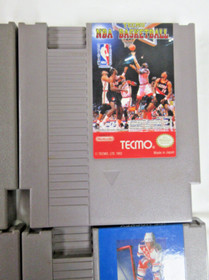 Nintendo NES 4 Games. 3-D World Runner, Tecmo NBA Basketball, Pinball, Ice Hocke