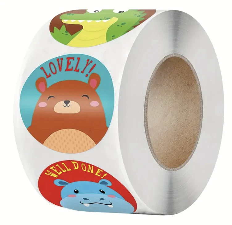 Cartoon Animal Encouragement Reward Stickers 2.5cm 50/100pc Kids Teacher Award