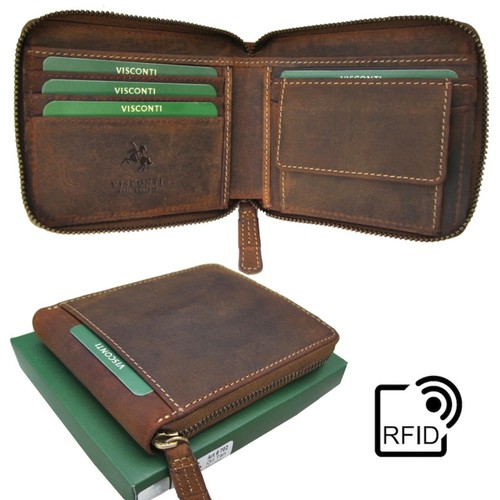 Cartera de cuero para hombre RFID cremallera alrededor Visconti Hunter diseño de calidad nueva en caja 702 - Imagen 9 de 20