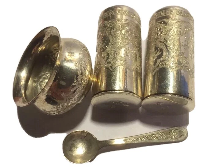 Auténtico Juego de 84 Saleros de Pimienta de Plata Rusa/Persa, Bodega de Sal, Cuchara Foto 2 de 4