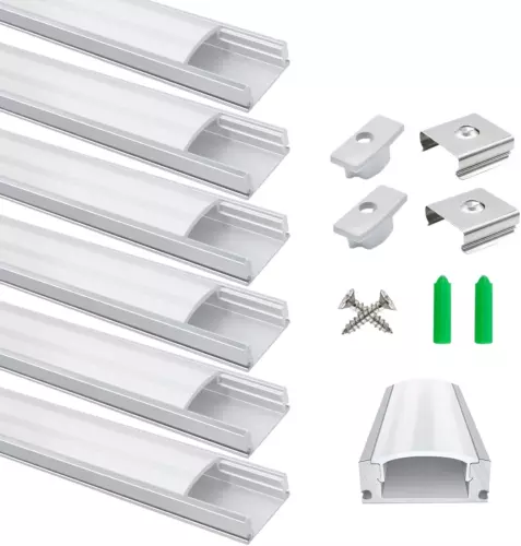 12/6×1M LED Aluminium Channel Profile 3.3ft Extrusion Diffuser Strip Light Cover - Picture 3 of 24