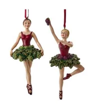 Set of 2 Perfect Vintage WINE BALLERINA Christmas Ornaments, by Kurt Adler