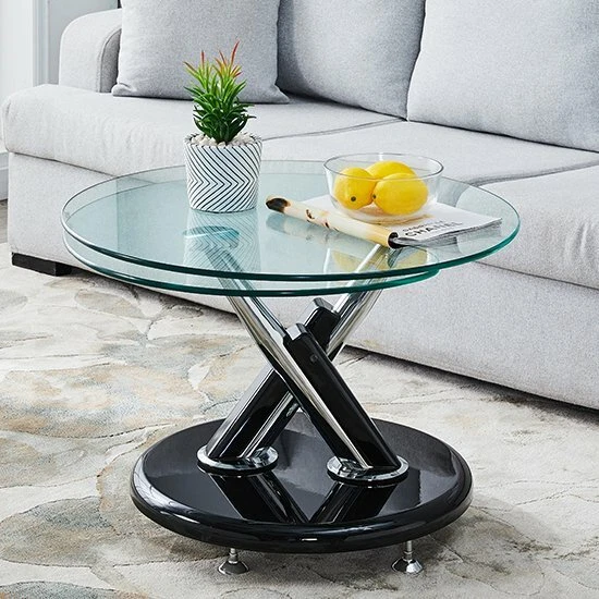 Tokyo Twist Glass Top Coffee Table With Black High Gloss Base