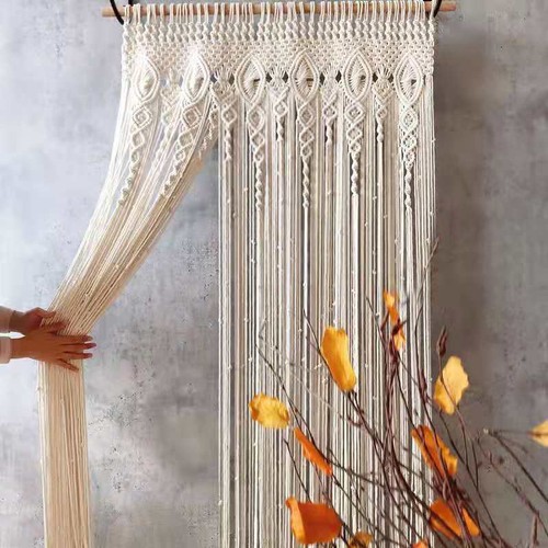 Appendiabiti da parete macramè boho porta finestra tenda matrimonio sfondo 100 x 200 cm - Foto 15 di 19
