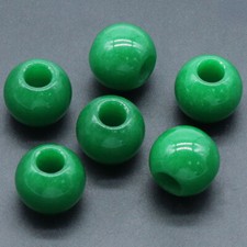 20pcs Natural Malaysian Jade Stone Round Big Hole Beads for Bracelet 12x10x5mm