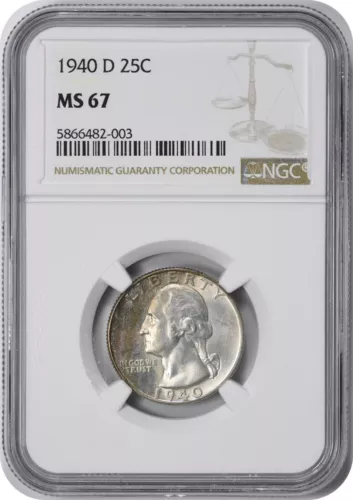 1940-D Washington Quarter MS67 NGC