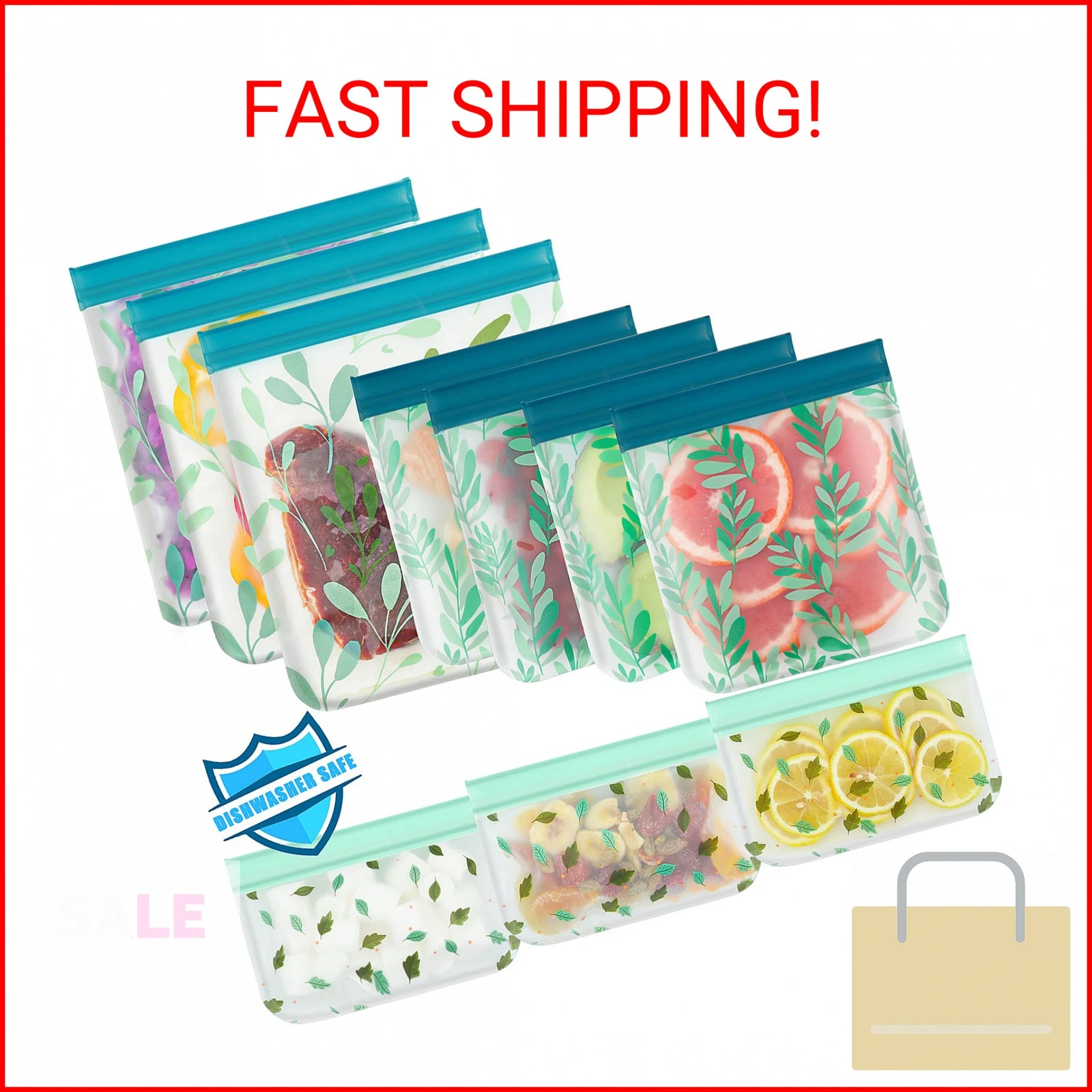 10 Pack Dishwasher Safe Reusable PEVA Food Storage Bags, Leak proof Reusable Fre
Opens in a new wind