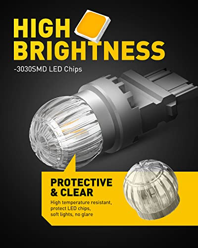 3157 LED Bulb Turn Signal Amber Yellow Super Bright, 3056 3156 4057 4157 LED - Picture 4 of 7